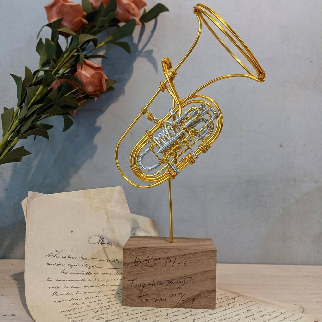 【Original】手作鋁線 B&S PT-6 轉閥低音號樂器中型擺飾 Medium B&S PT-6 Rotary Tuba Wire Display