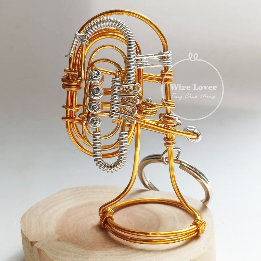 Teng Wire Art 原創手作鋁線轉閥F調低音號掛飾｜職人手作樂器紀念品